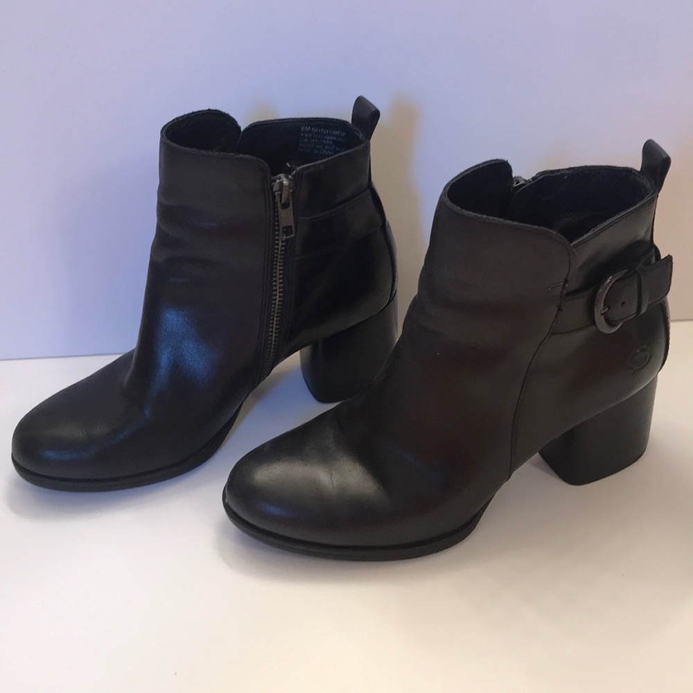Born Black Leather Booties